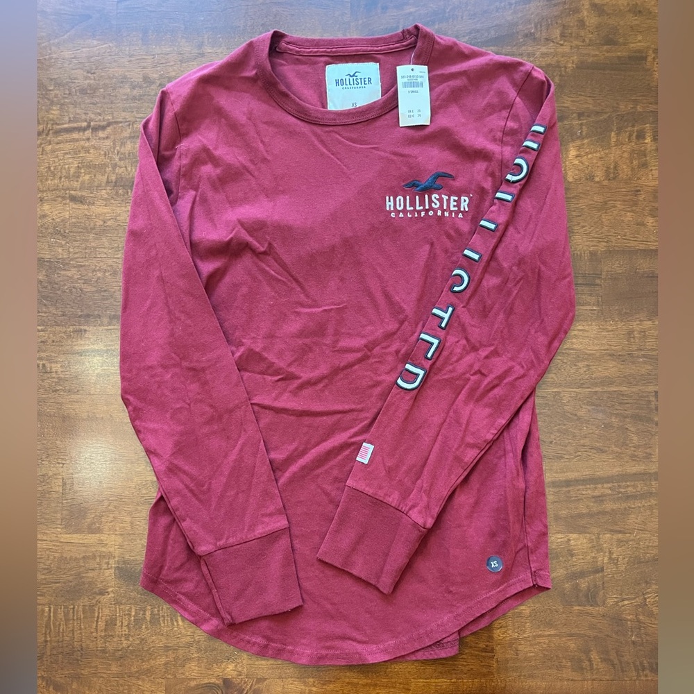 XS Burgundy Long Sleeve Hollister Shirt NWT